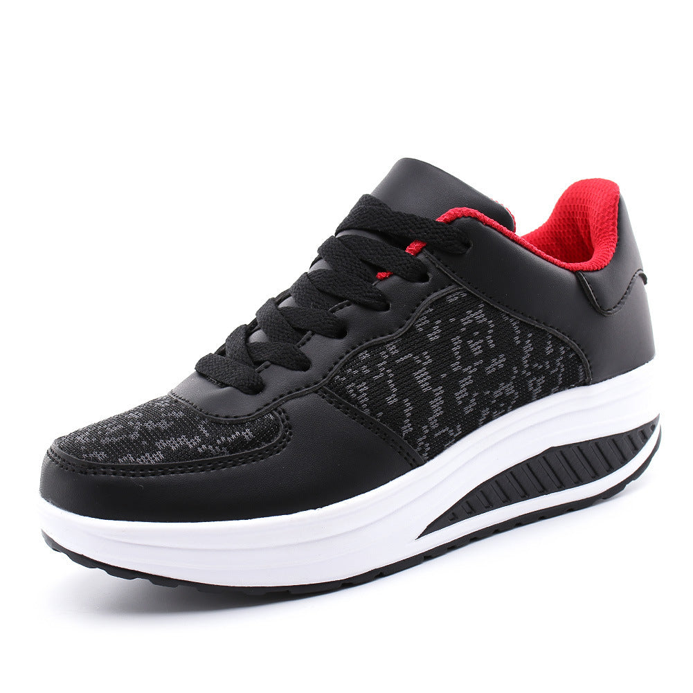 Flying Woven Leather Shoes, Sports Platform Shoes