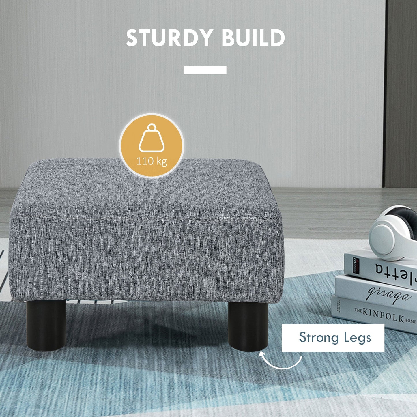 Multifunctional Linen Fabric Cube Footstool