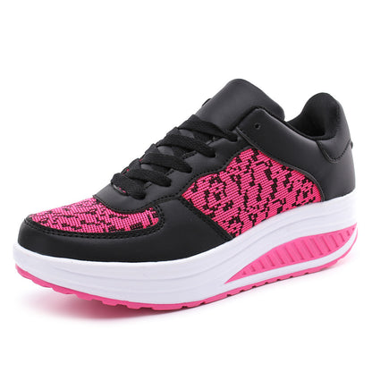 Flying Woven Leather Shoes, Sports Platform Shoes