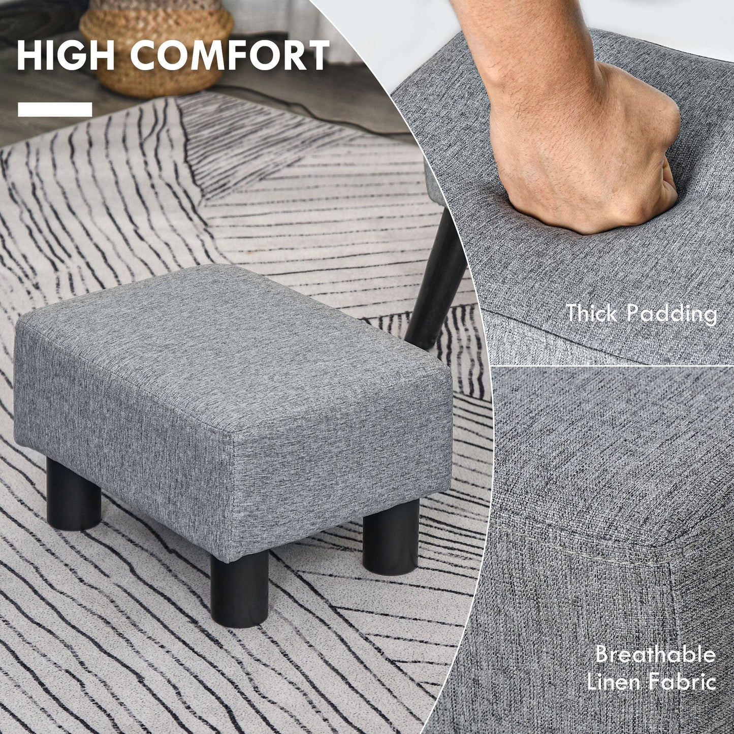 Multifunctional Linen Fabric Cube Footstool