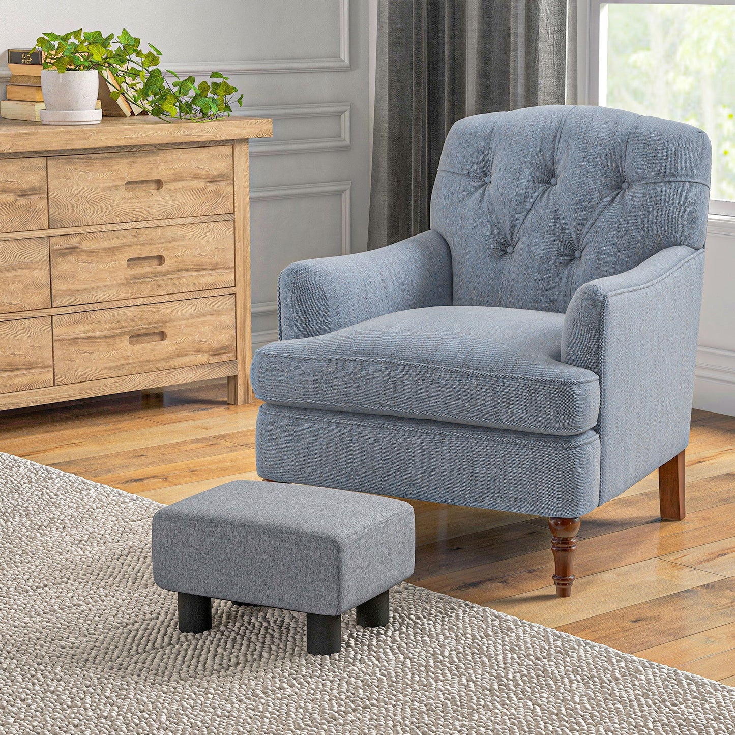 Multifunctional Linen Fabric Cube Footstool